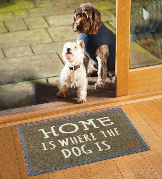 Plow & Hearth Small Accent Rugs Indoor Living Home Is Where The Dog Is Washable Mud Rug