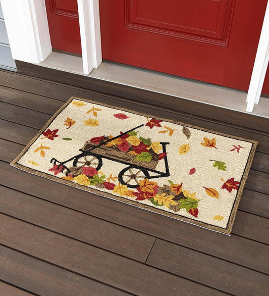Plow & Hearth Small Accent Rugs Indoor Living Indoor/Outdoor Autumn Wagon Hooked Polypropylene Accent Rug