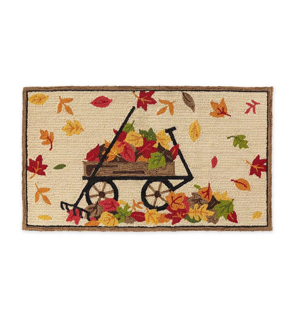 Plow & Hearth Small Accent Rugs Indoor Living Indoor/Outdoor Autumn Wagon Hooked Polypropylene Accent Rug