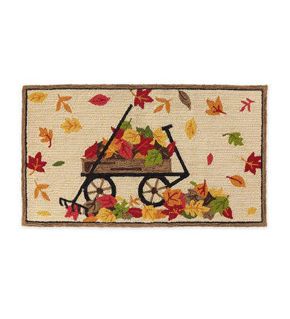 Plow & Hearth Small Accent Rugs Indoor Living Indoor/Outdoor Autumn Wagon Hooked Polypropylene Accent Rug