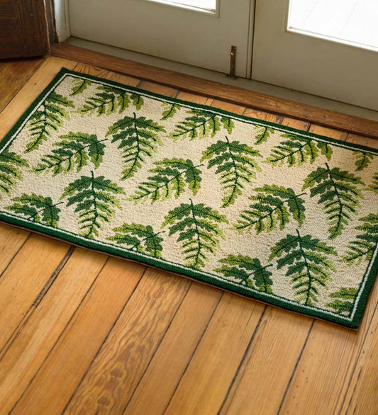 Plow & Hearth Small Accent Rugs Indoor Living Indoor/Outdoor Fern Hooked Accent Rug