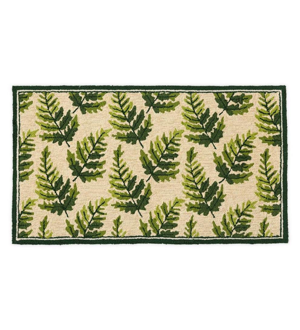 Plow & Hearth Small Accent Rugs Indoor Living Indoor/Outdoor Fern Hooked Accent Rug
