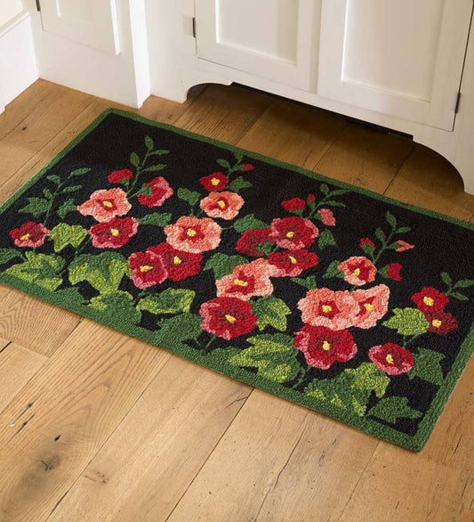 Plow & Hearth Small Accent Rugs Indoor Living Indoor/Outdoor Hollyhock Hooked Accent Rug