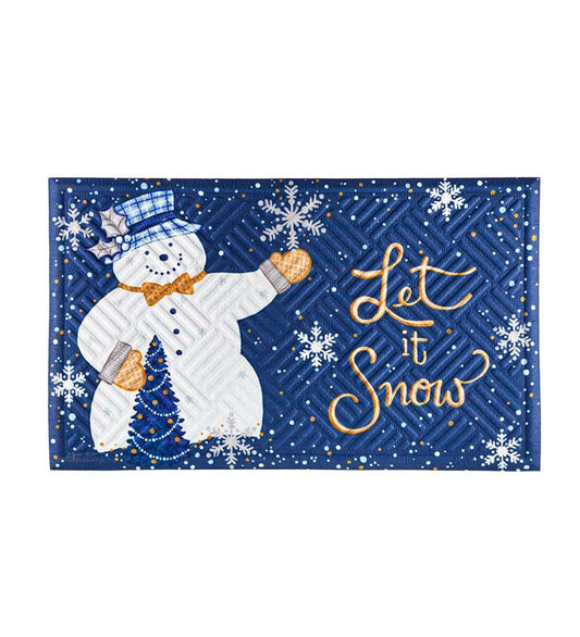 Plow & Hearth Small Accent Rugs Indoor Living Indoor/Outdoor Let It Snow Embossed Floor Mat