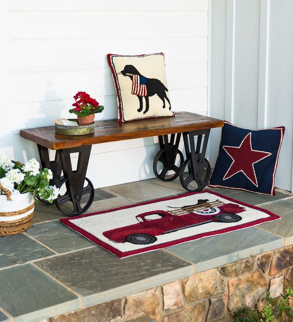 Plow & Hearth Small Accent Rugs Indoor Living Indoor/Outdoor Patriotic Pooch Hooked Polypropylene Accent Rug