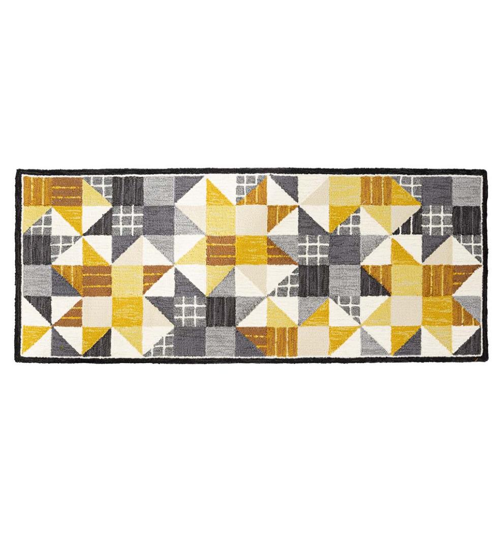 Plow & Hearth Small Accent Rugs Indoor Living Indoor/Outdoor Springtime Quilt Polypropylene Rug Runner