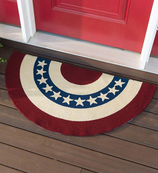 Plow & Hearth Small Accent Rugs Indoor Living Indoor/Outdoor Star Spangled Americana Hooked Polypropylene Accent Rug