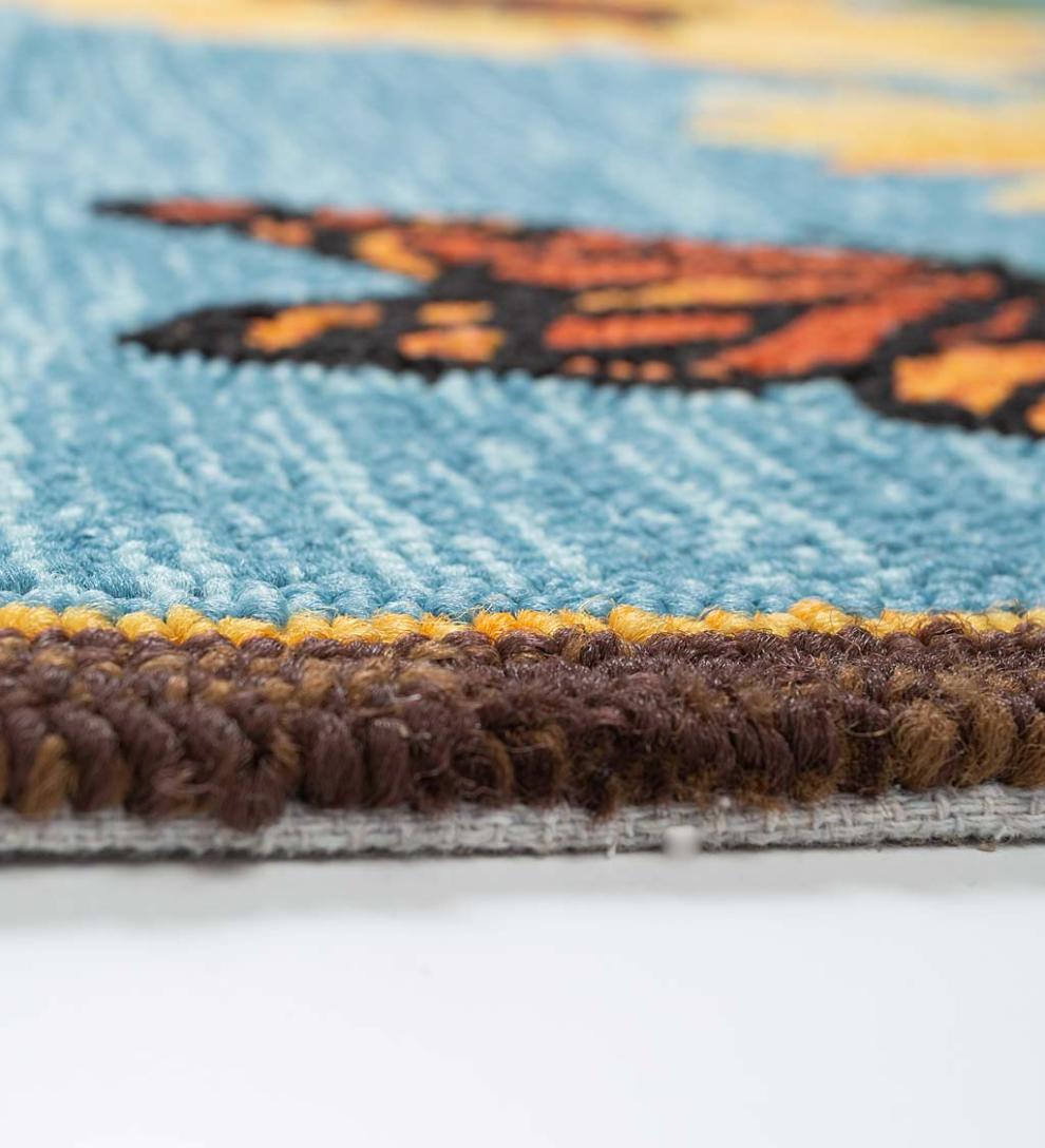 Plow & Hearth Small Accent Rugs Indoor Living Indoor/Outdoor Sunflower And Butterfly Hooked Polypropylene Accent Rug