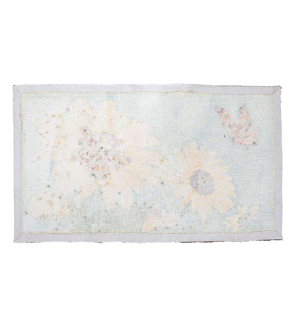 Plow & Hearth Small Accent Rugs Indoor Living Indoor/Outdoor Sunflower And Butterfly Hooked Polypropylene Accent Rug