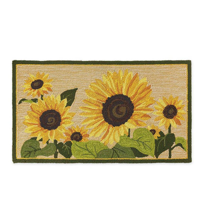 Plow & Hearth Small Accent Rugs Indoor Living Indoor/Outdoor Sunflower Hooked Polypropylene Accent Rug