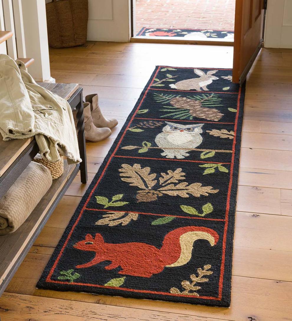 Plow & Hearth Small Accent Rugs Indoor Living Indoor/Outdoor Woodland Runner