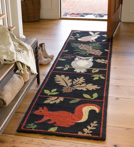 Plow & Hearth Small Accent Rugs Indoor Living Indoor/Outdoor Woodland Runner
