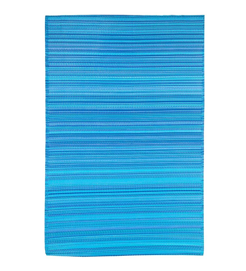 Plow & Hearth Small Accent Rugs Indoor Living Reversible Blue Stripe Indoor/Outdoor Rug