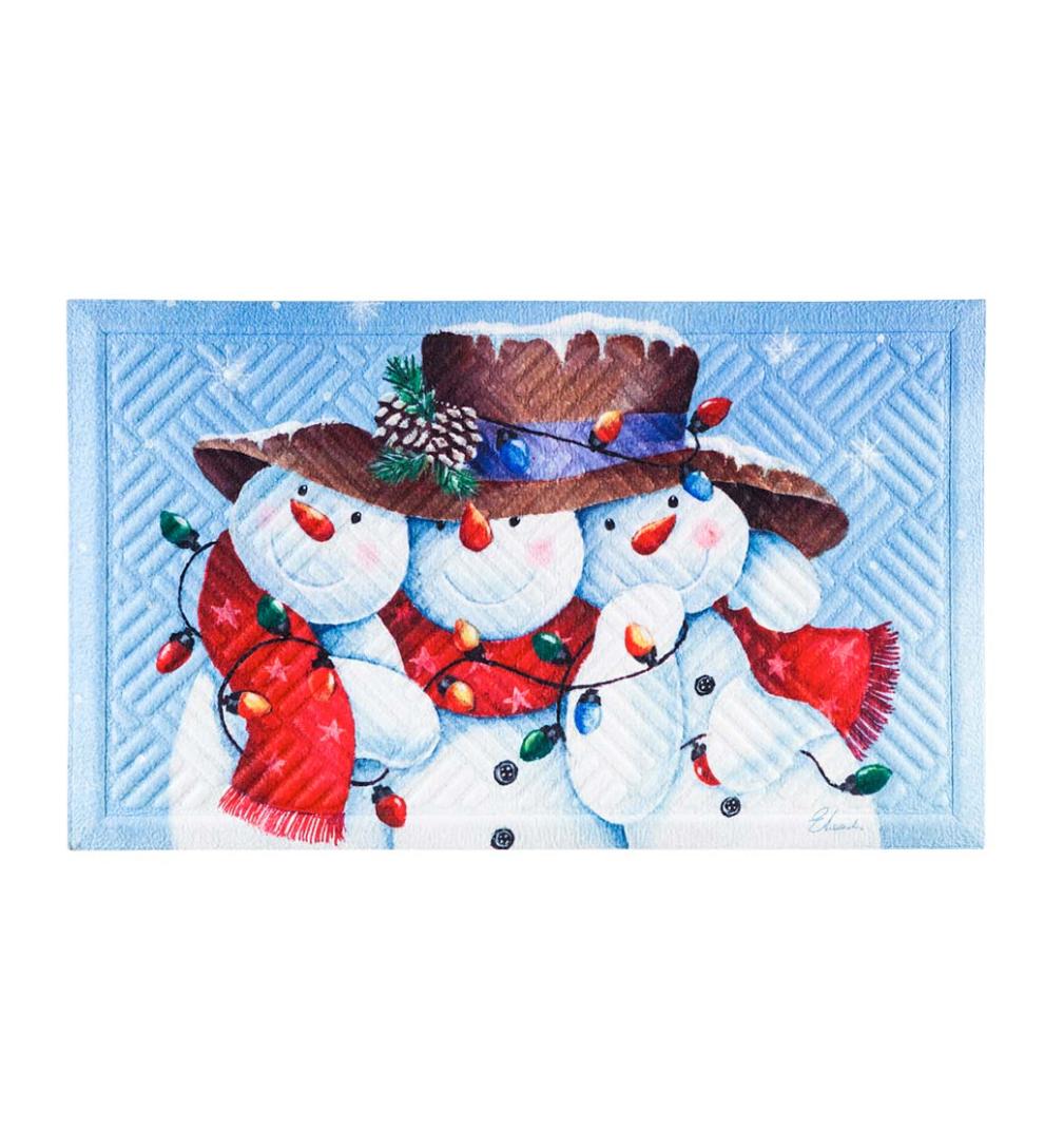 Plow & Hearth Small Accent Rugs Indoor Living Snowman Friends Embossed Floor Mat