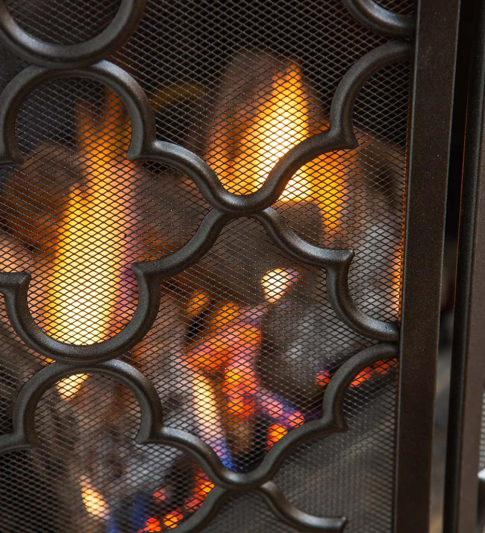 Plow & Hearth Spark Guards Fireplace & Hearth Tri-Fold Geometric Fireplace Screen And Spark Guard