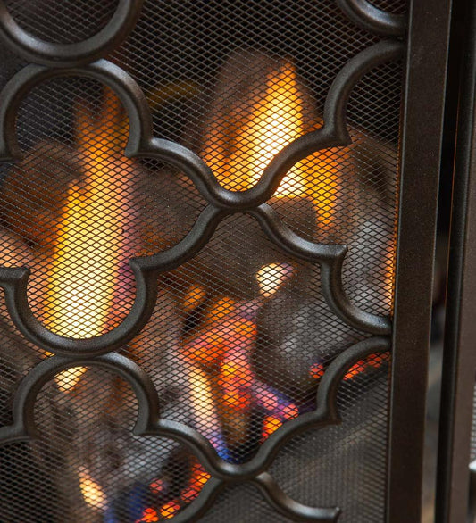 Plow & Hearth Spark Guards Fireplace & Hearth Tri-Fold Geometric Fireplace Screen And Spark Guard