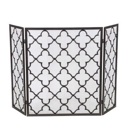 Plow & Hearth Spark Guards Fireplace & Hearth Tri-Fold Geometric Fireplace Screen And Spark Guard