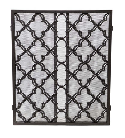 Plow & Hearth Spark Guards Fireplace & Hearth Tri-Fold Geometric Fireplace Screen And Spark Guard