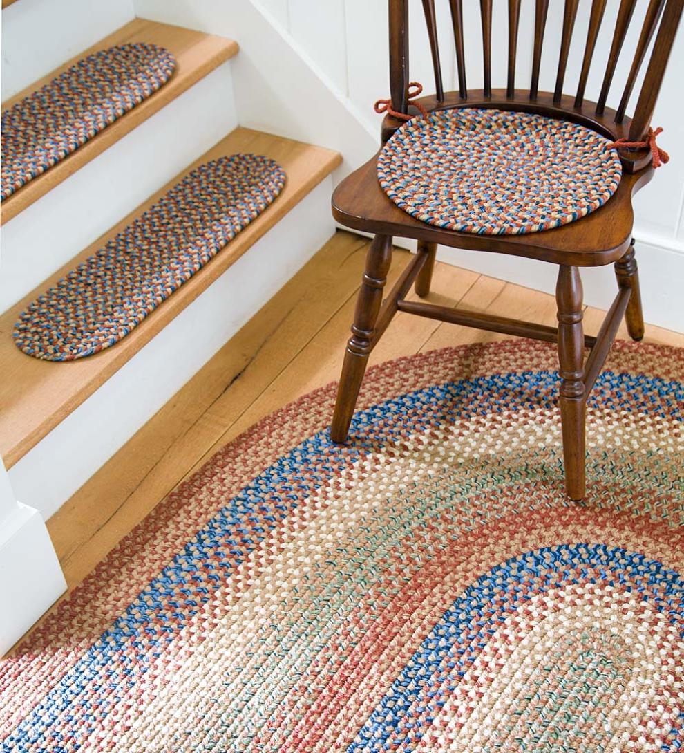 Plow & Hearth Stair Treads & Rug Pads Indoor Living Indoor/Outdoor Braided Polypro Roanoke Stair Tread - Black Multi
