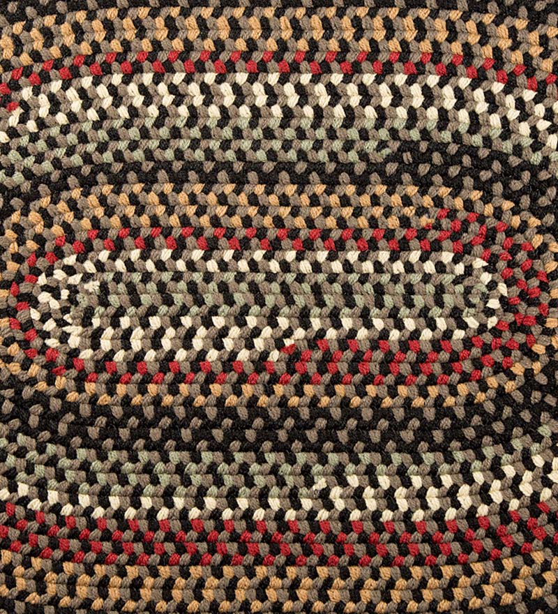 Plow & Hearth Stair Treads & Rug Pads Indoor Living Indoor/Outdoor Braided Polypro Roanoke Stair Tread - Black Multi