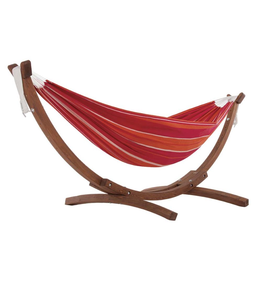 Plow & Hearth Swings & Hammocks Outdoor Living Double Hammock With Stand - Blue Lagoon