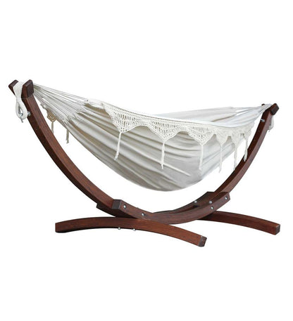 Plow & Hearth Swings & Hammocks Outdoor Living Double Hammock With Stand - Blue Lagoon