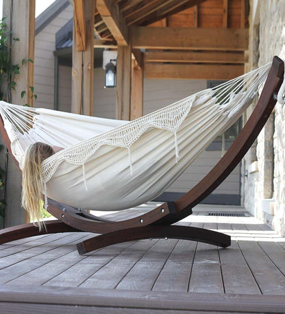 Plow & Hearth Swings & Hammocks Outdoor Living Double Hammock With Stand - Blue Lagoon