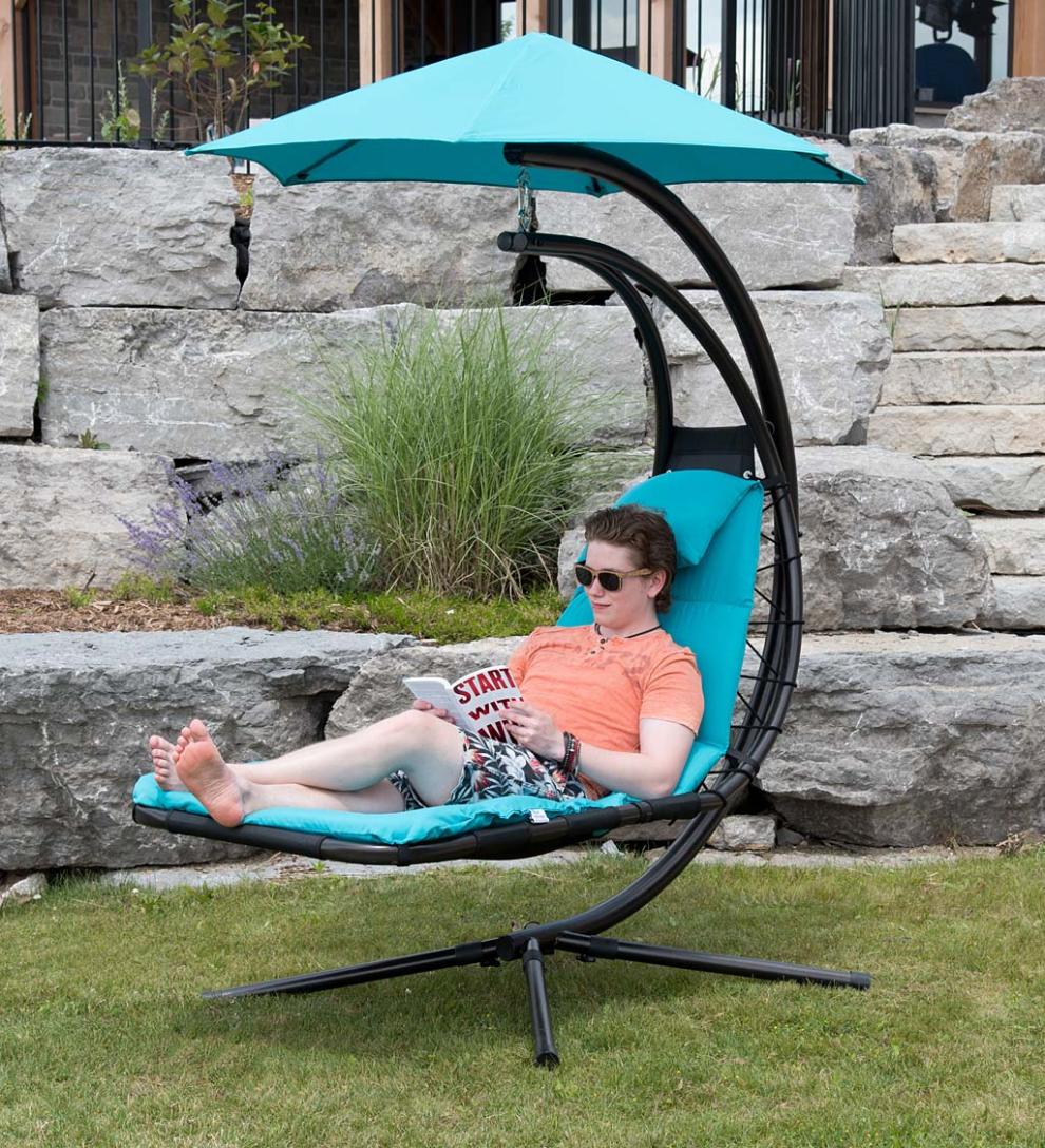 Plow & Hearth Swings & Hammocks Outdoor Living Hanging Dream Chair Lounger - Silver