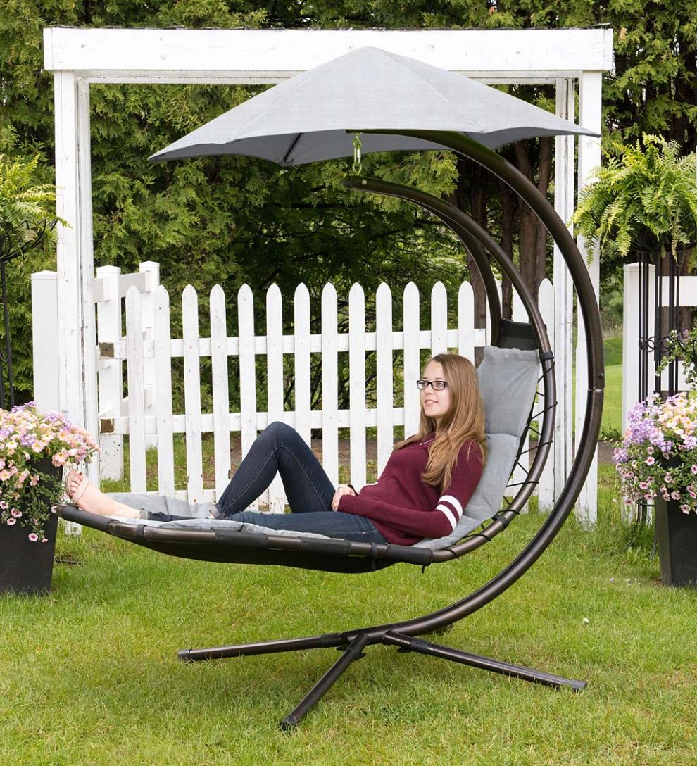 Plow & Hearth Swings & Hammocks Outdoor Living Hanging Dream Chair Lounger - Silver