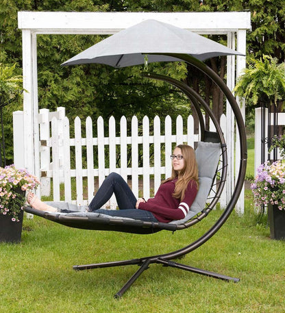 Plow & Hearth Swings & Hammocks Outdoor Living Hanging Dream Chair Lounger - Silver