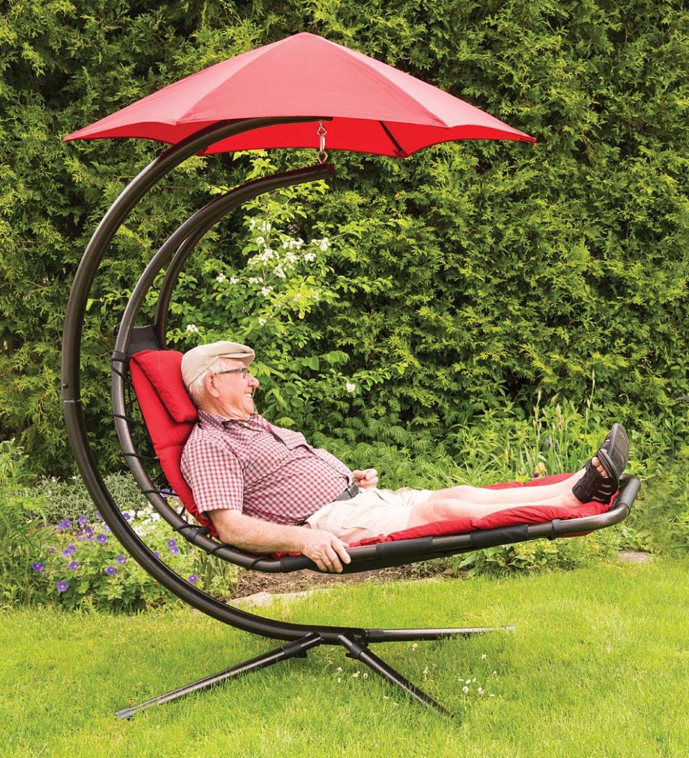 Plow & Hearth Swings & Hammocks Outdoor Living Hanging Dream Chair Lounger - Silver