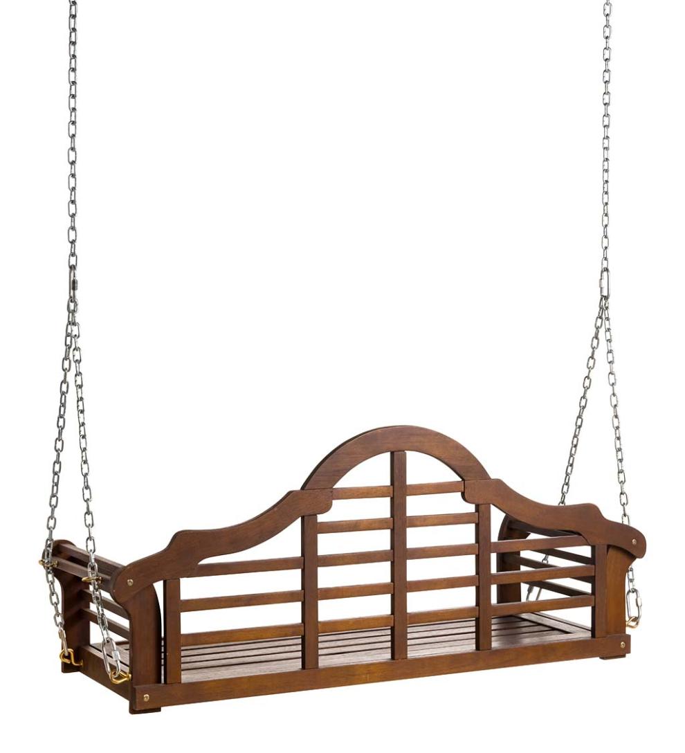 Plow & Hearth Swings & Hammocks Outdoor Living Lutyens Fsc-Certified Eucalyptus Wood Porch Swing - Black