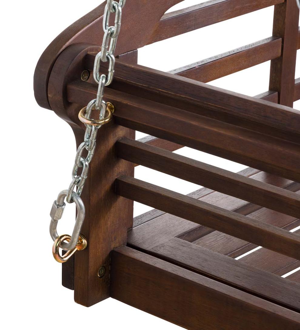 Plow & Hearth Swings & Hammocks Outdoor Living Lutyens Fsc-Certified Eucalyptus Wood Porch Swing - Black