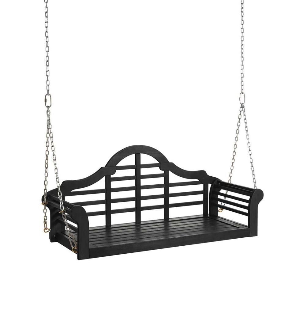 Plow & Hearth Swings & Hammocks Outdoor Living Lutyens Fsc-Certified Eucalyptus Wood Porch Swing - Black