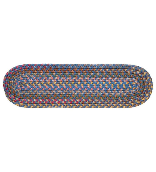 Plow & Hearth Synthetic Rugs Indoor Living Afton Mountain Indoor/Outdoor Polypropylene Braided Stair Tread - Blue Opal