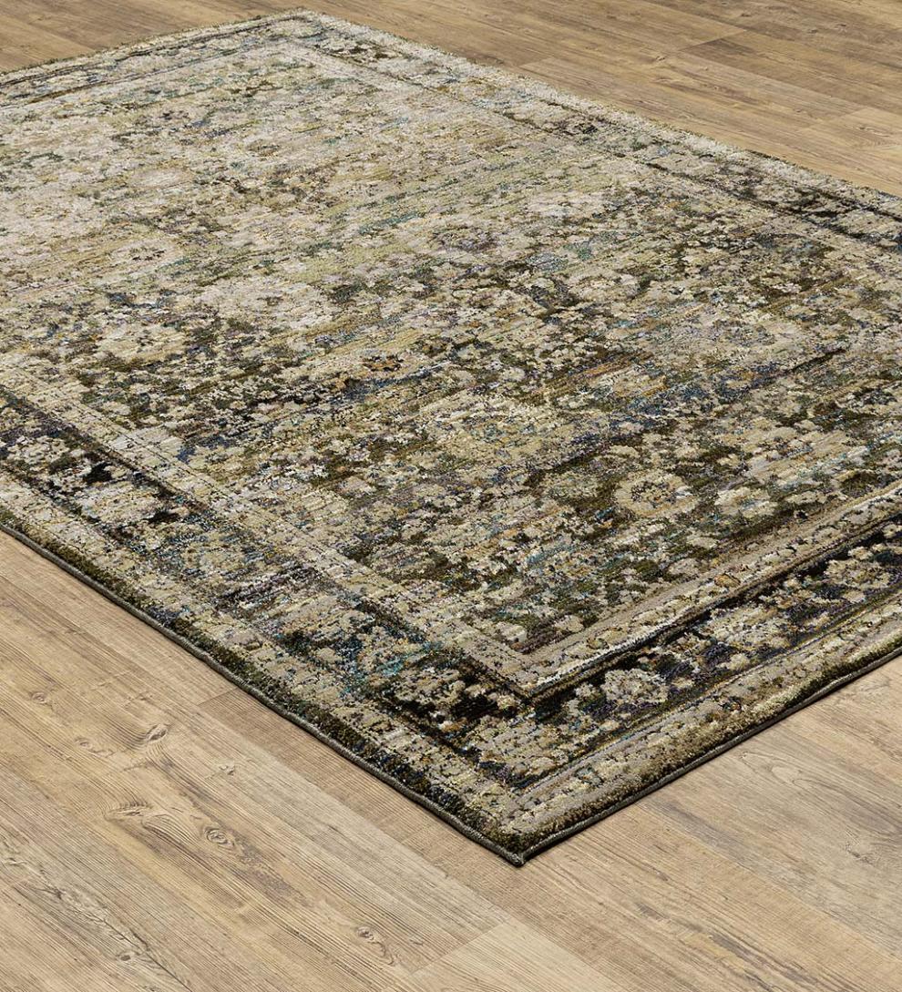 Plow & Hearth Synthetic Rugs Indoor Living Ashland Evening Synthetic Blend Indoor Border Rug