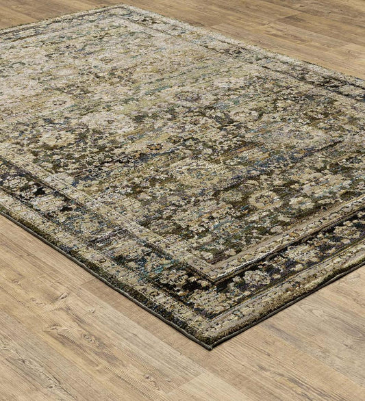 Plow & Hearth Synthetic Rugs Indoor Living Ashland Evening Synthetic Blend Indoor Border Rug