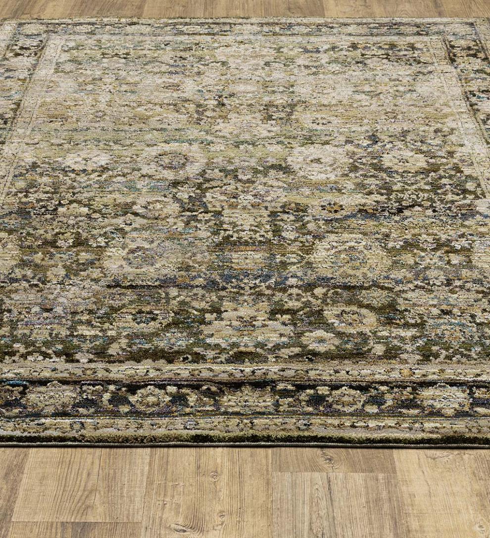 Plow & Hearth Synthetic Rugs Indoor Living Ashland Evening Synthetic Blend Indoor Border Rug