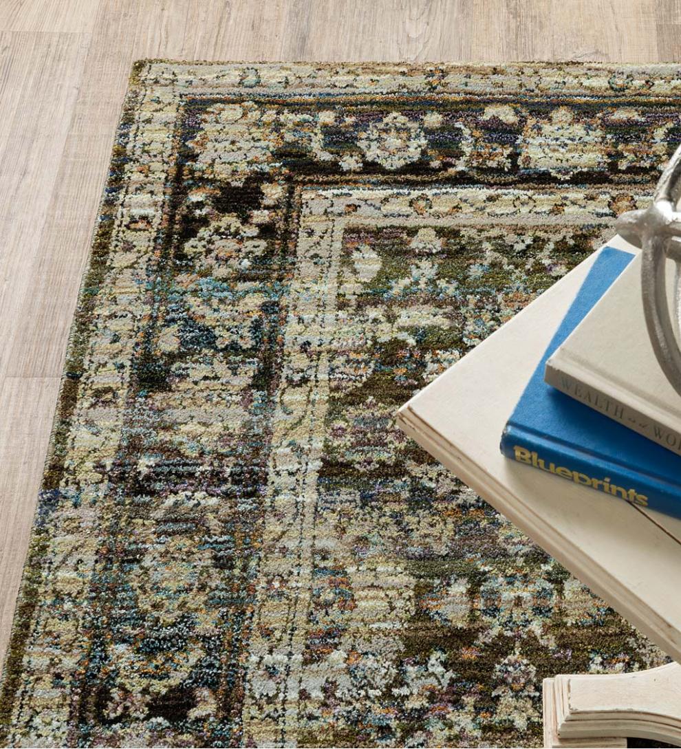 Plow & Hearth Synthetic Rugs Indoor Living Ashland Evening Synthetic Blend Indoor Border Rug