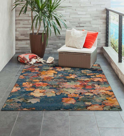 Plow & Hearth Synthetic Rugs Indoor Living Autumn Leaves 100% Polypropylene Indoor/Outdoor Rug