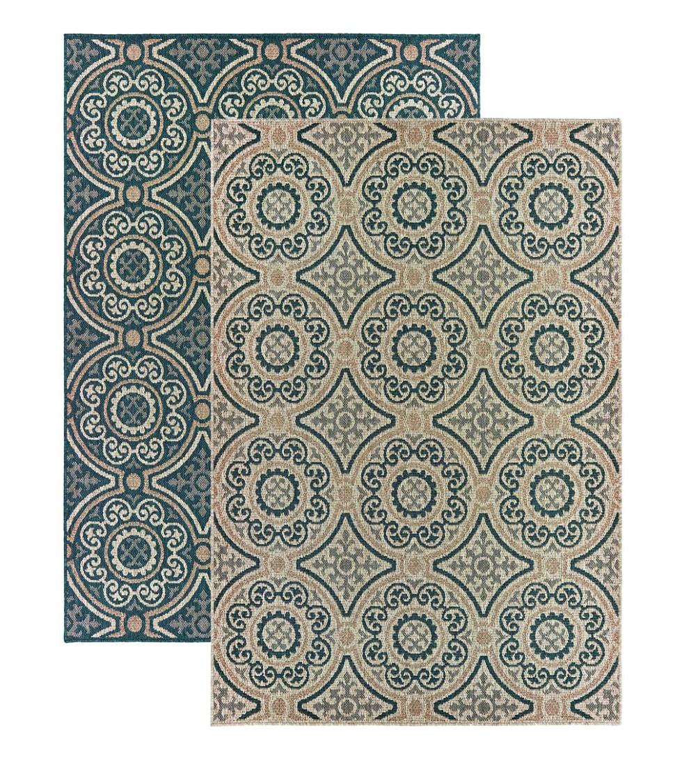 Plow & Hearth Synthetic Rugs Indoor Living Cambridge Circles Indoor/Outdoor Rug