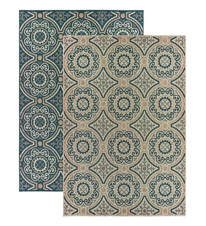 Plow & Hearth Synthetic Rugs Indoor Living Cambridge Circles Indoor/Outdoor Rug