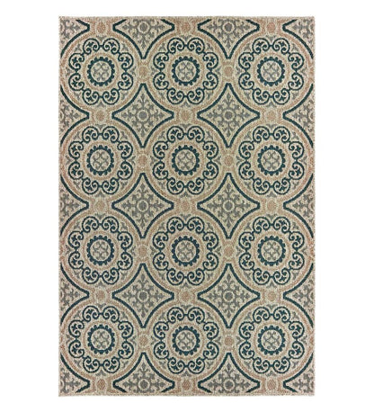 Plow & Hearth Synthetic Rugs Indoor Living Cambridge Circles Indoor/Outdoor Rug
