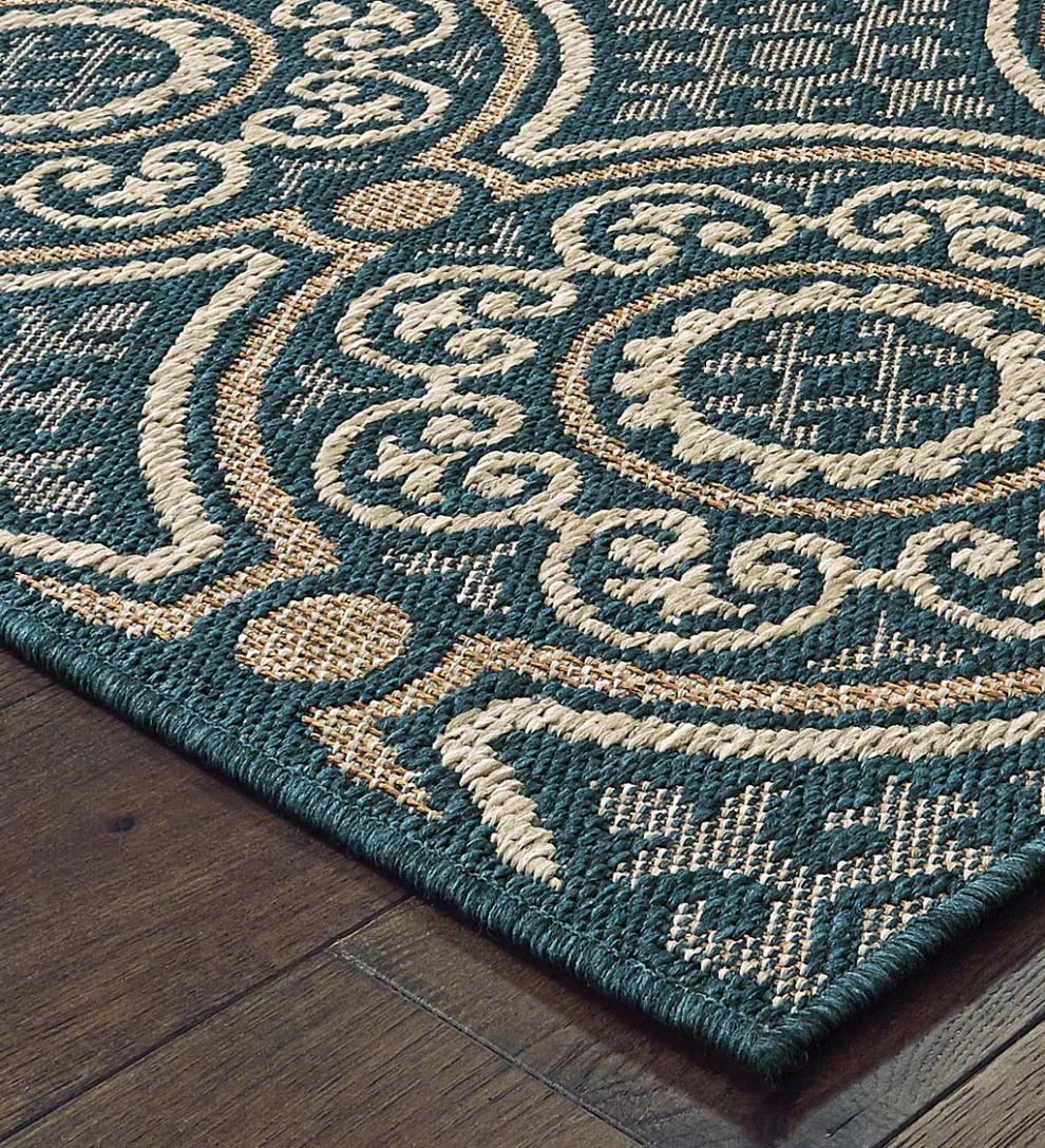 Plow & Hearth Synthetic Rugs Indoor Living Cambridge Circles Indoor/Outdoor Rug