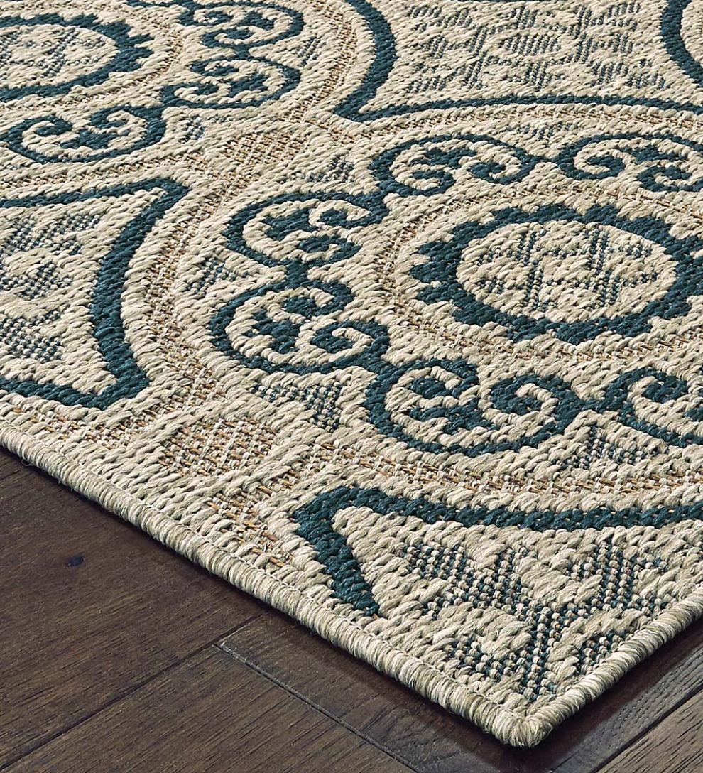 Plow & Hearth Synthetic Rugs Indoor Living Cambridge Circles Indoor/Outdoor Rug