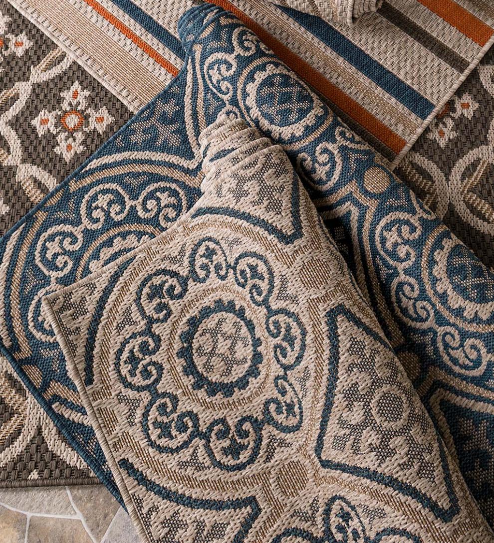 Plow & Hearth Synthetic Rugs Indoor Living Cambridge Circles Indoor/Outdoor Rug
