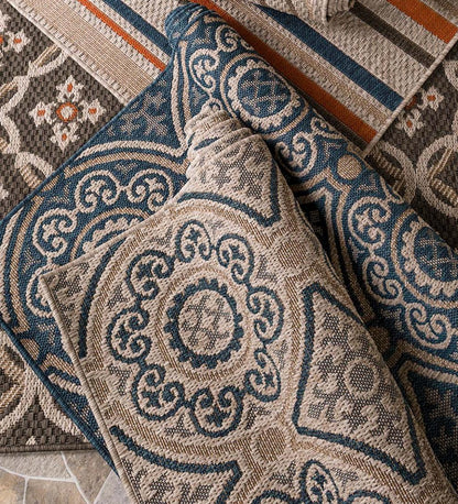 Plow & Hearth Synthetic Rugs Indoor Living Cambridge Circles Indoor/Outdoor Rug