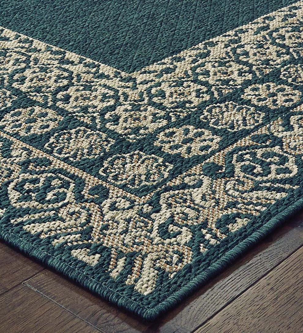 Plow & Hearth Synthetic Rugs Indoor Living Cambridge Lace Indoor/Outdoor Border Rug