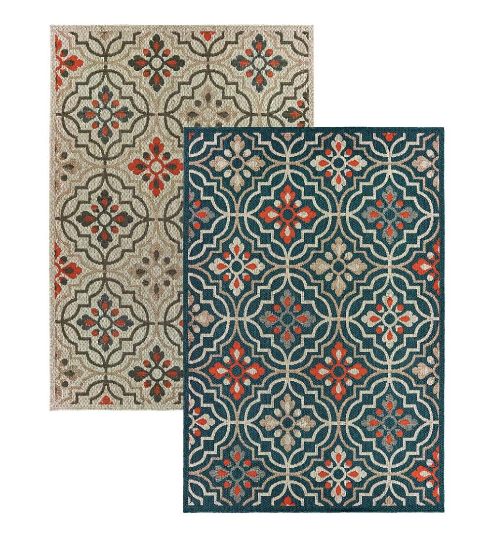 Plow & Hearth Synthetic Rugs Indoor Living Cambridge Tilework Indoor/Outdoor Rug