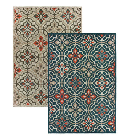 Plow & Hearth Synthetic Rugs Indoor Living Cambridge Tilework Indoor/Outdoor Rug